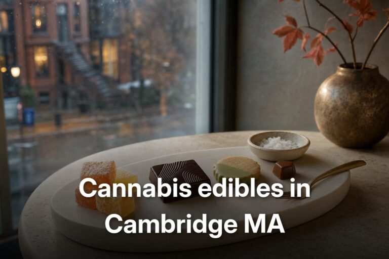 Refined tasting board with assorted infused treats and sea salt, Cannabis edibles in Cambridge MA
